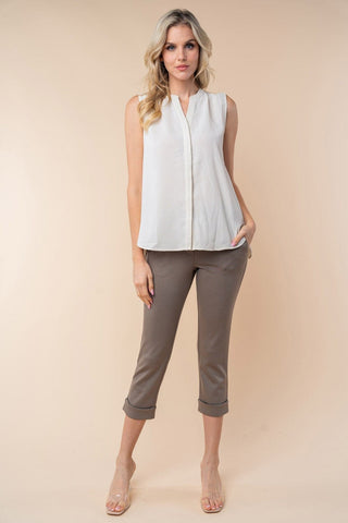 Aundrea Knit Pull On Crop Pants in Soft Olive-10- Bottoms Non-Denim-WHITE BIRCH-Styled by Stacked - A Plus Size Women's Boutique in Lakeville, MN