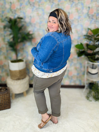 Aundrea Knit Pull On Crop Pants in Soft Olive-10- Bottoms Non-Denim-WHITE BIRCH-Styled by Stacked - A Plus Size Women's Boutique in Lakeville, MN