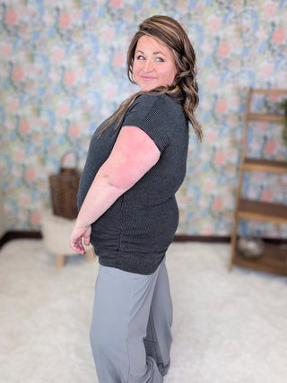 1- ShortSlv/Slvless Tops Aurelia Dolman Short Sleeve Urban Ribbed Top in Solids plus size clothing