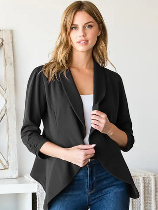 Marta 3/4 Sleeve Open Front Stretch Blazer (3 Colors)