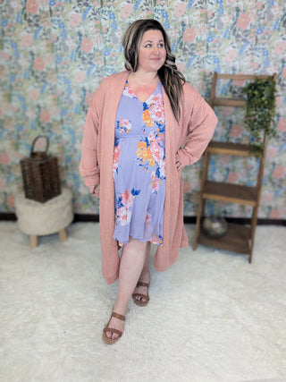 Bea 3/4 Sleeve Babydoll Dress in Lavender Floral-11- Dress/Romp/Jump-WHITE BIRCH-Styled by Stacked - A Plus Size Women's Boutique in Lakeville, MN