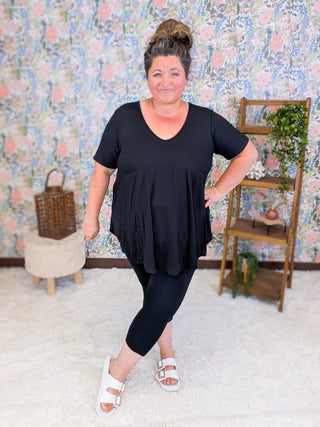 1- ShortSlv/Slvless Tops Beckett Thermal Knit Vneck Babydoll Top plus size clothing