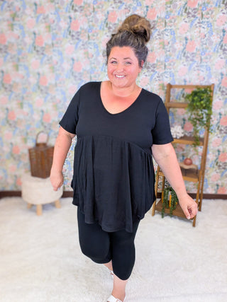 1- ShortSlv/Slvless Tops Beckett Thermal Knit Vneck Babydoll Top plus size clothing