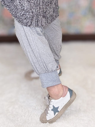 Bennett Tissue Weight Jogger in Heather Gray-10- Bottoms Non-Denim-WHITE BIRCH-Styled by Stacked - A Plus Size Women's Boutique in Lakeville, MN