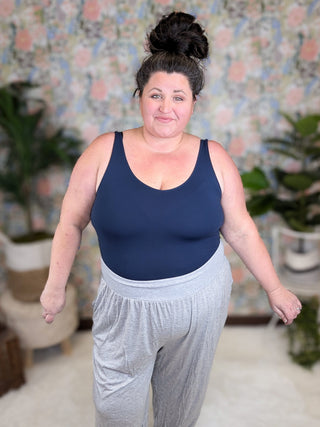 Bennett Tissue Weight Jogger in Heather Gray-10- Bottoms Non-Denim-WHITE BIRCH-Styled by Stacked - A Plus Size Women's Boutique in Lakeville, MN