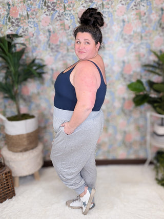 Bennett Tissue Weight Jogger in Heather Gray-10- Bottoms Non-Denim-WHITE BIRCH-Styled by Stacked - A Plus Size Women's Boutique in Lakeville, MN