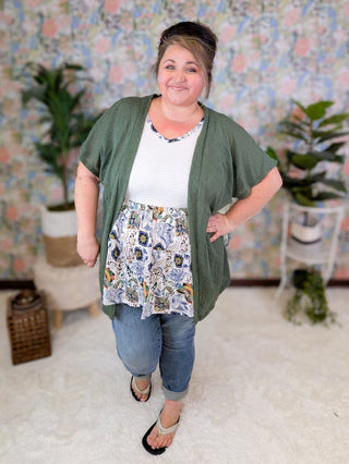 Bernie Vneck Smocked Tiered Tank in Paisley Print-1- ShortSlv/Slvless Tops-BE STAGE-Styled by Stacked - A Plus Size Women's Boutique in Lakeville, MN