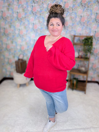 2- Long Sleeve Tops Bethanie Luxe Bow Back Sweater plus size clothing