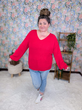 2- Long Sleeve Tops Bethanie Luxe Bow Back Sweater plus size clothing