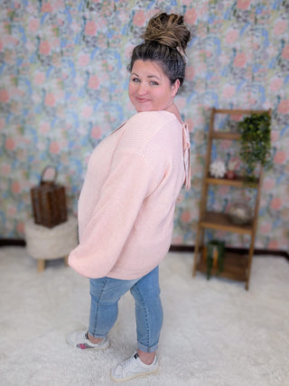 2- Long Sleeve Tops Bethanie Luxe Bow Back Sweater plus size clothing