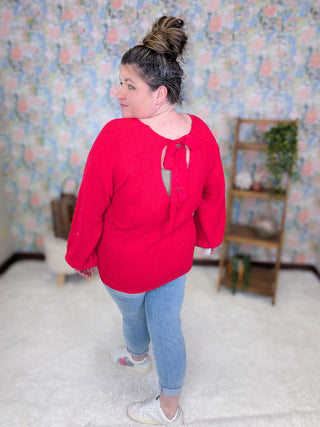 2- Long Sleeve Tops Bethanie Luxe Bow Back Sweater plus size clothing