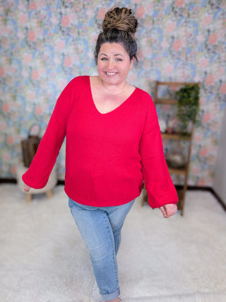 2- Long Sleeve Tops Bethanie Luxe Bow Back Sweater plus size clothing