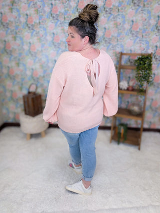 2- Long Sleeve Tops Bethanie Luxe Bow Back Sweater plus size clothing