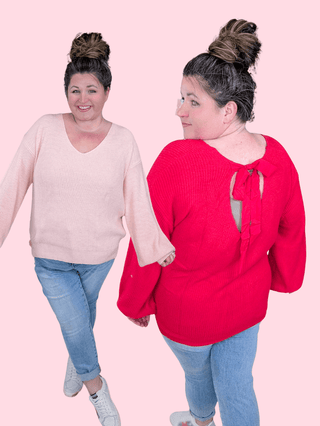 2- Long Sleeve Tops Bethanie Luxe Bow Back Sweater plus size clothing