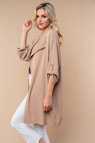 Betsy Button Sleeve Solid Oversized Cardigan (2 Colors)-4- Overlayer Tops-WHITE BIRCH-Styled by Stacked - A Plus Size Women's Boutique in Lakeville, MN