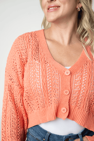 4- Overlayer Tops Birdie Lightweight Open-Knit Cropped Cardigan Sweater (7 Colors) plus size clothing