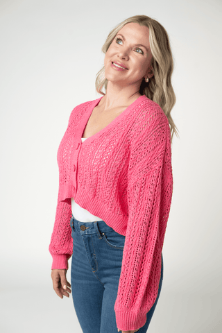 4- Overlayer Tops Birdie Lightweight Open-Knit Cropped Cardigan Sweater (7 Colors) plus size clothing