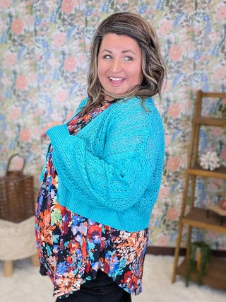 4- Overlayer Tops Birdie Lightweight Open-Knit Cropped Cardigan Sweater (7 Colors) plus size clothing