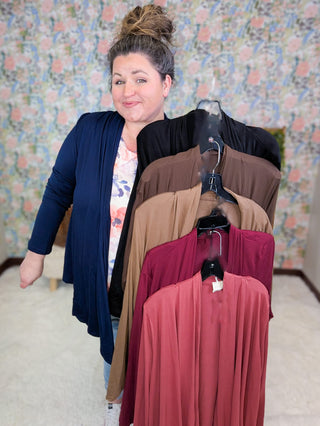 4- Overlayer Tops Blaine Buttery Soft Draped Lightweight Cardigan (6 Colors) plus size clothing