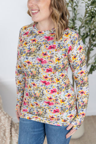 Blair Mockneck Long Sleeve w/Thumbholes in Florals (13 Prints)-2- Long Sleeve Tops-MICHELLE MAE-Styled by Stacked - A Plus Size Women's Boutique in Lakeville, MN