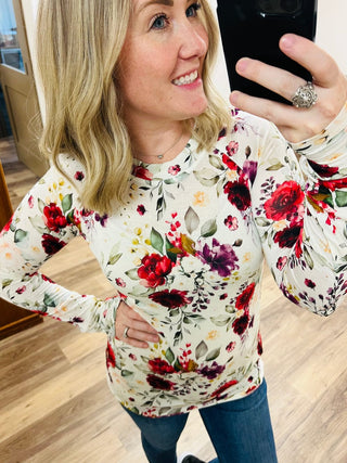 Blair Mockneck Long Sleeve w/Thumbholes in Florals (13 Prints)-2- Long Sleeve Tops-MICHELLE MAE-Styled by Stacked - A Plus Size Women's Boutique in Lakeville, MN