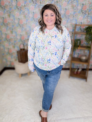 Blair Mockneck Long Sleeve w/Thumbholes in Florals (13 Prints)-2- Long Sleeve Tops-MICHELLE MAE-Styled by Stacked - A Plus Size Women's Boutique in Lakeville, MN