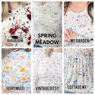 2- Long Sleeve Tops Blair Mockneck Long Sleeve w/Thumbholes in Florals (13 Prints) plus size clothing