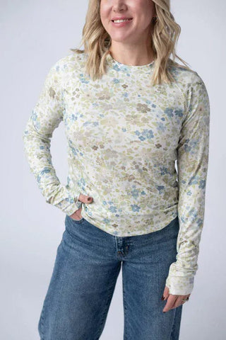 2- Long Sleeve Tops Blair Mockneck Long Sleeve w/Thumbholes in Florals (13 Prints) plus size clothing