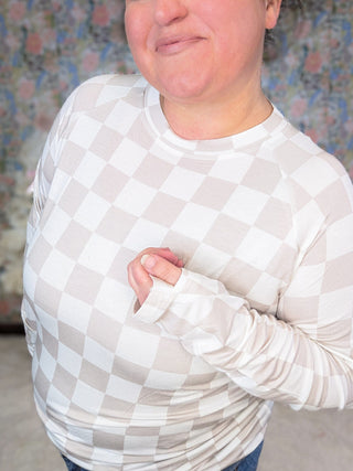 Blair Mockneck Long Sleeve w/Thumbholes in Prints (Non-Florals)-2- Long Sleeve Tops-MICHELLE MAE-Styled by Stacked - A Plus Size Women's Boutique in Lakeville, MN