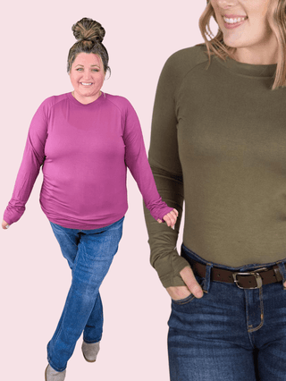 Blair Mockneck Long Sleeve with Thumbholes in Solids (7 Colors)-2- Long Sleeve Tops-MICHELLE MAE-Styled by Stacked - A Plus Size Women's Boutique in Lakeville, MN