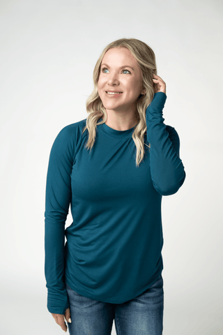 2- Long Sleeve Tops Blair Mockneck Long Sleeve with Thumbholes in Solids (9 Colors) plus size clothing
