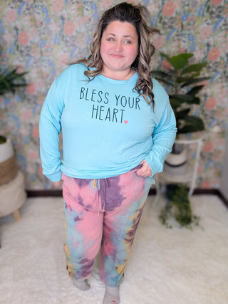 Bless Your Heart Luxe Pullover in Turquoise-6- Graphic Tops-SEW IN LOVE-Styled by Stacked - A Plus Size Women's Boutique in Lakeville, MN