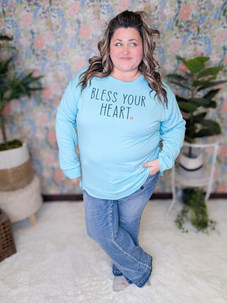 Bless Your Heart Luxe Pullover in Turquoise-6- Graphic Tops-SEW IN LOVE-Styled by Stacked - A Plus Size Women's Boutique in Lakeville, MN