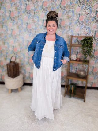 4- Overlayer Tops Blue Jean Baby Classic Stretch Denim Jacket (2 washes) plus size clothing