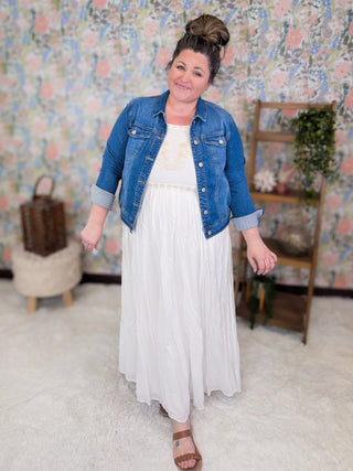 4- Overlayer Tops Blue Jean Baby Classic Stretch Denim Jacket (2 washes) plus size clothing