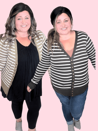 BobbiJo Striped Cardigan w/Snap Details-4- Overlayer Tops-zenana-Styled by Stacked - A Plus Size Women's Boutique in Lakeville, MN