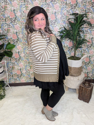 BobbiJo Striped Cardigan w/Snap Details-4- Overlayer Tops-zenana-Styled by Stacked - A Plus Size Women's Boutique in Lakeville, MN