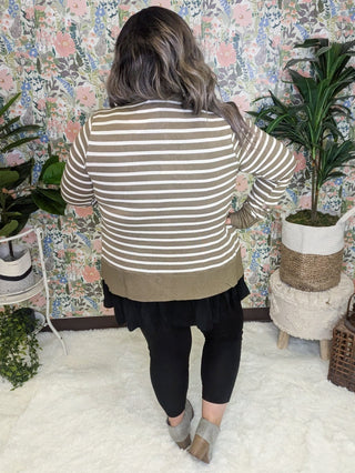 BobbiJo Striped Cardigan w/Snap Details-4- Overlayer Tops-zenana-Styled by Stacked - A Plus Size Women's Boutique in Lakeville, MN
