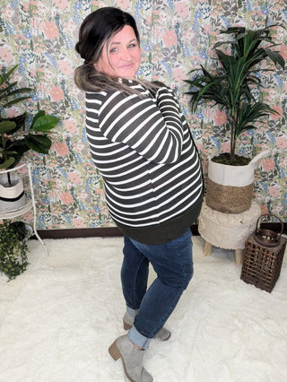 BobbiJo Striped Cardigan w/Snap Details-4- Overlayer Tops-zenana-Styled by Stacked - A Plus Size Women's Boutique in Lakeville, MN