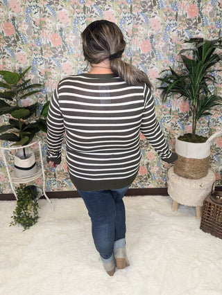 BobbiJo Striped Cardigan w/Snap Details-4- Overlayer Tops-zenana-Styled by Stacked - A Plus Size Women's Boutique in Lakeville, MN