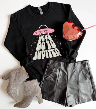 Boys Go To Jupiter Black Crewneck Pullover-6- Graphic Tops-MUGSBY-Styled by Stacked - A Plus Size Women's Boutique in Lakeville, MN