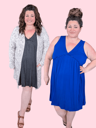 11- Dress/Romp/Jump Breanna Flowy Vneck Tank Dress (3 Colors) plus size clothing