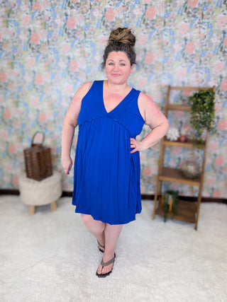 11- Dress/Romp/Jump Breanna Ruffle Detail Flowy Tank Dress in Solids plus size clothing
