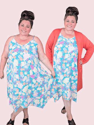 Bria Cami Midi Dress in Teal Floral-11- Dress/Romp/Jump-HEIMISH-Styled by Stacked - A Plus Size Women's Boutique in Lakeville, MN