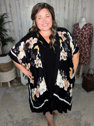 Briar Surplice Flutter Romper Dress in True Black-11- Dress/Romp/Jump-WHITE BIRCH-Styled by Stacked - A Plus Size Women's Boutique in Lakeville, MN