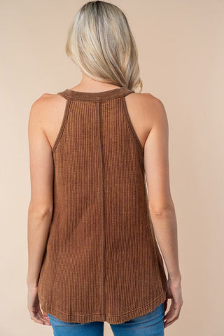 Bridget SnapFront Racerback Tank in Waffleknit (3 COLORS)-1- ShortSlv/Slvless Tops-WHITE BIRCH-Styled by Stacked - A Plus Size Women's Boutique in Lakeville, MN