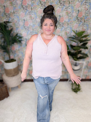 Bridget SnapFront Racerback Tank in Waffleknit (3 COLORS)-1- ShortSlv/Slvless Tops-WHITE BIRCH-Styled by Stacked - A Plus Size Women's Boutique in Lakeville, MN