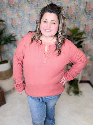 Brielle Brushed Ribbed Button Henley (Solids)-2- Long Sleeve Tops-MICHELLE MAE-Styled by Stacked - A Plus Size Women's Boutique in Lakeville, MN