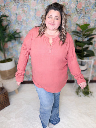 Brielle Brushed Ribbed Button Henley (Solids)-2- Long Sleeve Tops-MICHELLE MAE-Styled by Stacked - A Plus Size Women's Boutique in Lakeville, MN