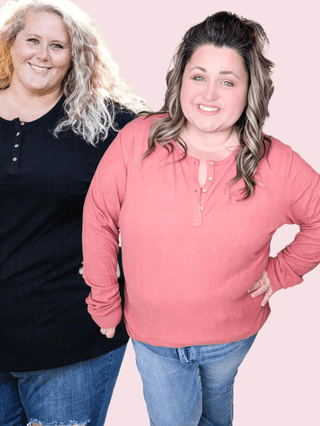 Brielle Brushed Ribbed Button Henley (Solids)-2- Long Sleeve Tops-MICHELLE MAE-Styled by Stacked - A Plus Size Women's Boutique in Lakeville, MN